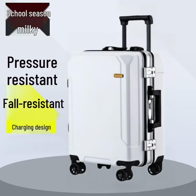 ZhiNaShi Rechargeable PC Hardshell Luggage with Silver Aluminum Frame