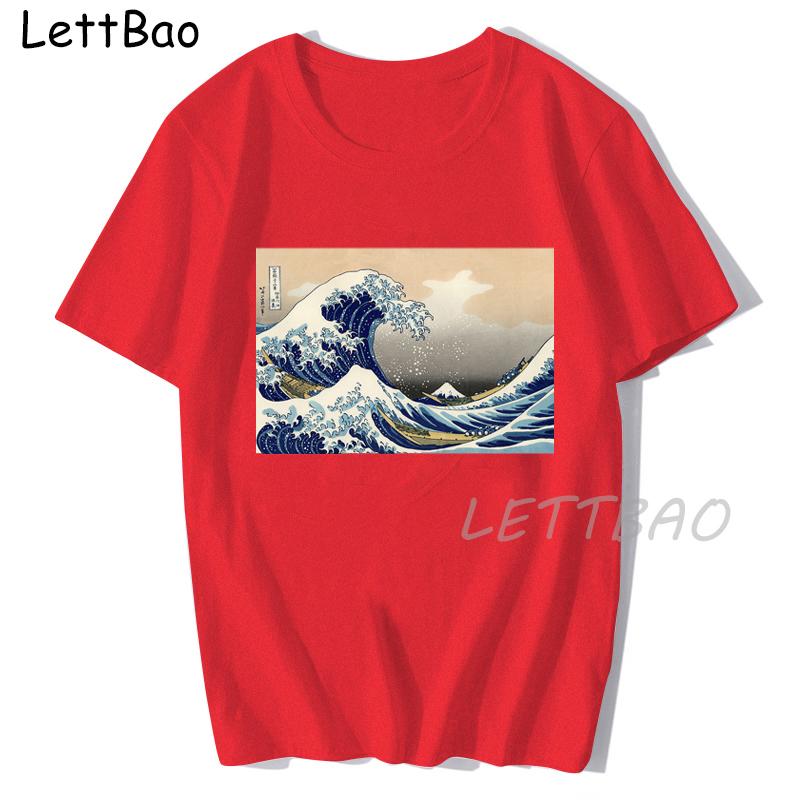 The Great Wave Off Kanagawa By Katsushika Hokusai Reproduction Print Graphic Tees Women Cotton T Shirt