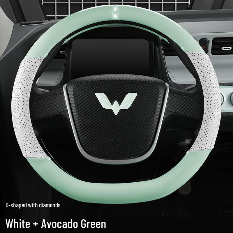 Glossy White Stain-Resistant PU Steering Wheel Cover for Hongguang MINI 2022