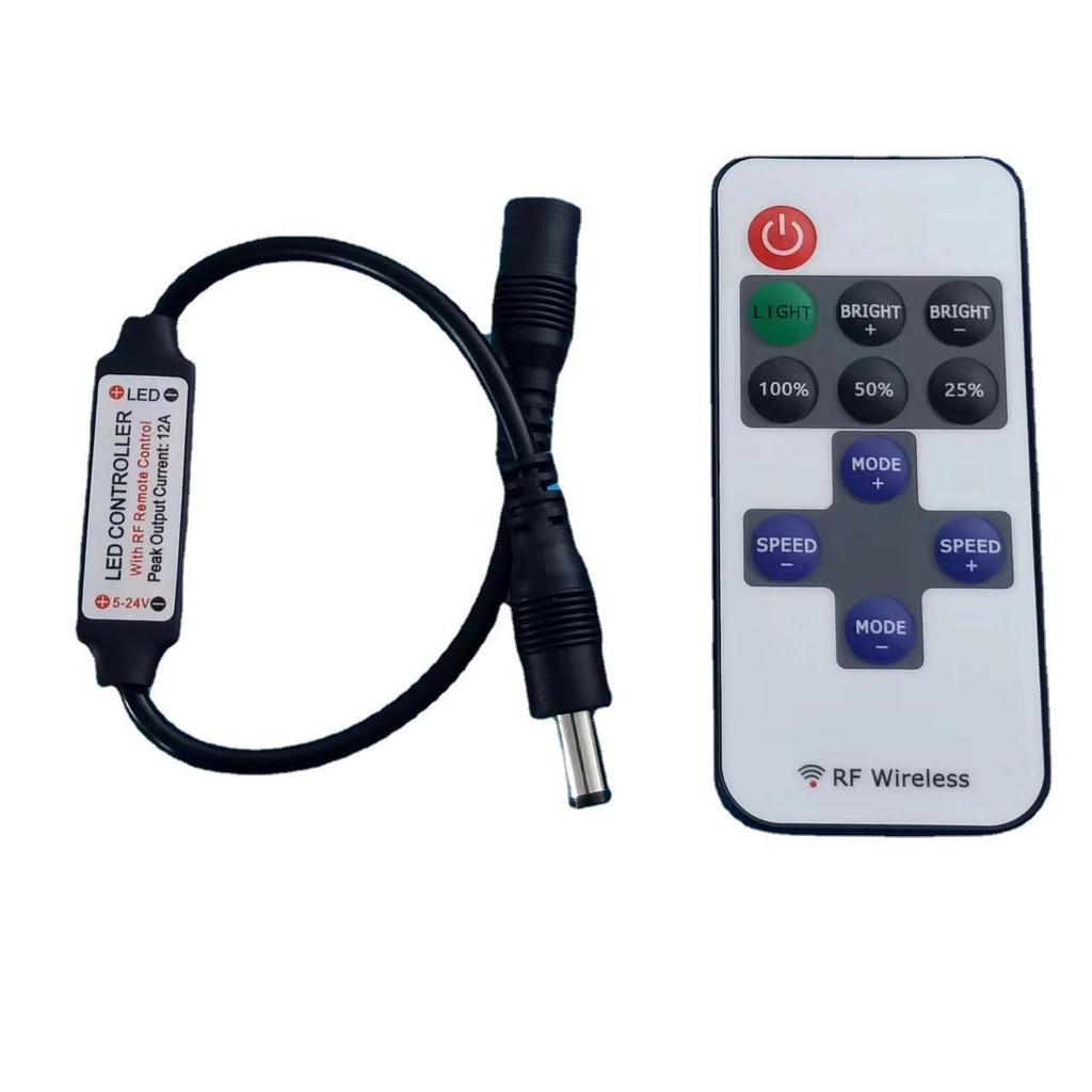 RF11 Monochrome LED Strip Controller with Remote - 5-12V Dimmer for Decorative Lighting
