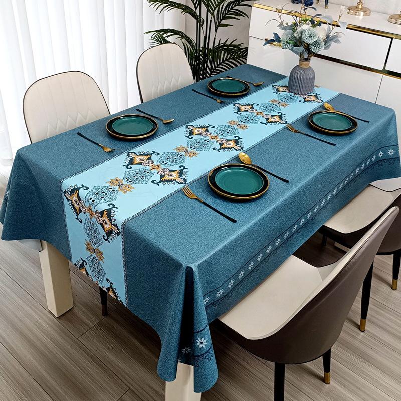 Waterproof, Oil-Proof And Anti-Scalding Coffee Table Tablecloth Leave-In Rectangular Dining Table Cloth Household Living Room Light Luxury Pvc