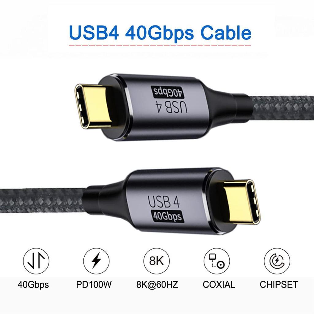 cablecc USB 4 100W USB Thunderbolt 50cm Cable, 40Gbps, Charging, 8K@60Hz, 5K@60Hz, 4.0, 3/4,