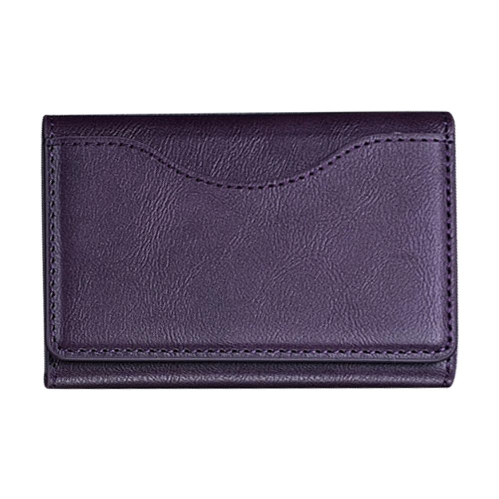 

Magnetic Card Holder PU Leather Tri-Fold Phone Card Wallet with Kickstand Function Purple