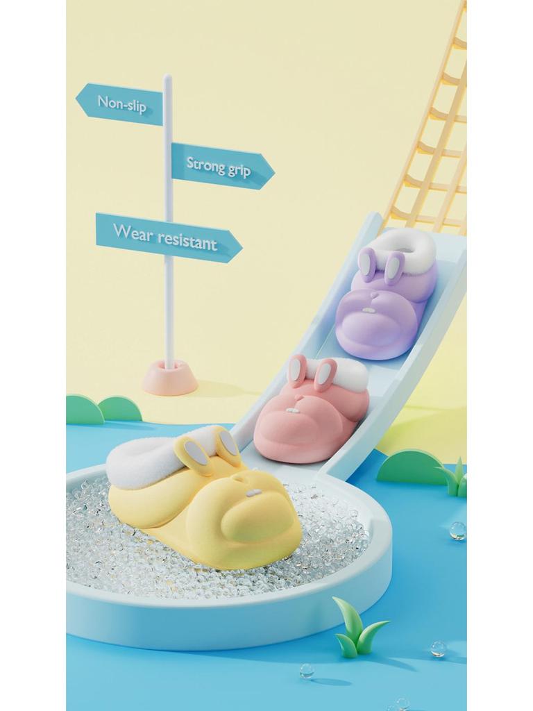 Autumn/Winter Cute Bunny Girl Plush Lined Non-slip Warm Cotton Slippers for Kids