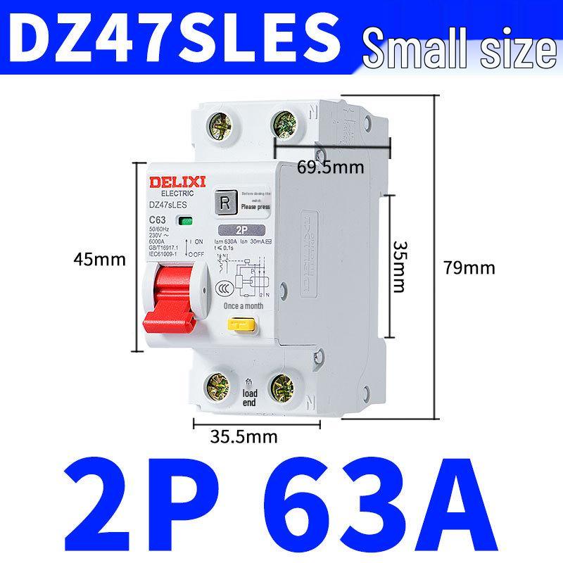 Delixi 220V Miniature Air Switch Circuit Breaker 2P with Leakage Protection, 1P+N, 3P, 4P.