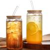 Spill-Proof Glass Drink Cup With Straw and Lid Glass Straw Cup Household Bubble Tea Cup  Office