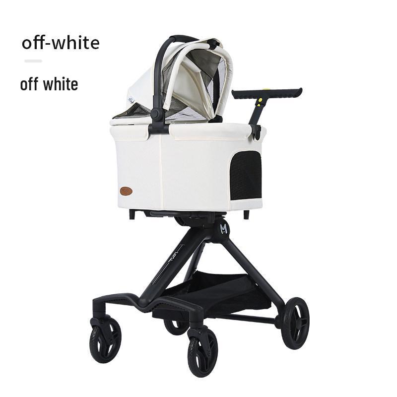Stylish White PU Leather Pet Stroller: Detachable Design for Dogs and Cats Under 30 Pounds