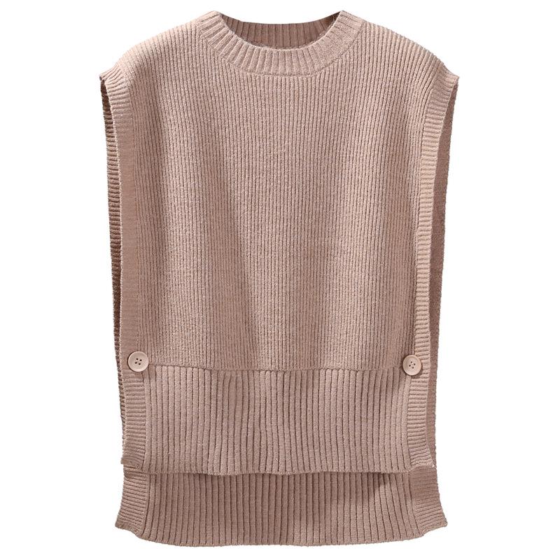 Women's Round Neck Sleeveless Knit Wool Vest - Korean Style Spring/Autumn Thin Cardigan In Solid Colors