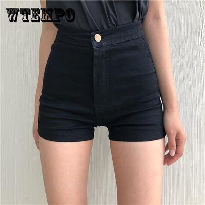 Sexy Black High Waist Denim Shorts Women Loose Spring and Summer Wide Leg A-line Thin Casual Shorts