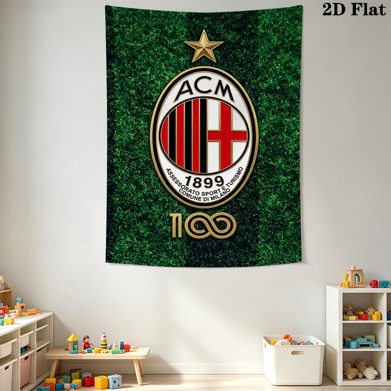 Ac Milan Crest Wallpaper Threepiece Set 1 Duvet Cover 2 Pillowcase Without Core Christmas Birthday Gift Soft And Comfortable