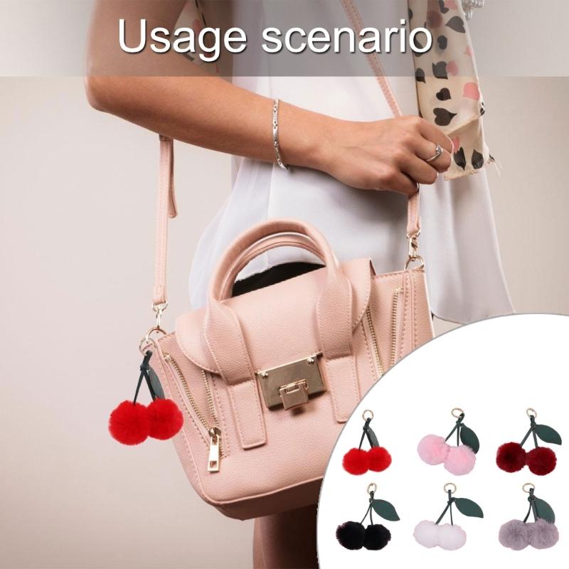 Cherry Keychain Bag Pendant Bag Accessory Plush Texture Key Holder Key Ornament Suitable for Gifting and Daily Use