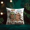 Cartoon Cute Capybara Cushion Cover Natural Linen Pillow Case Double-Sided Print Decorative Sofa Pillowcase Home Decor Gift