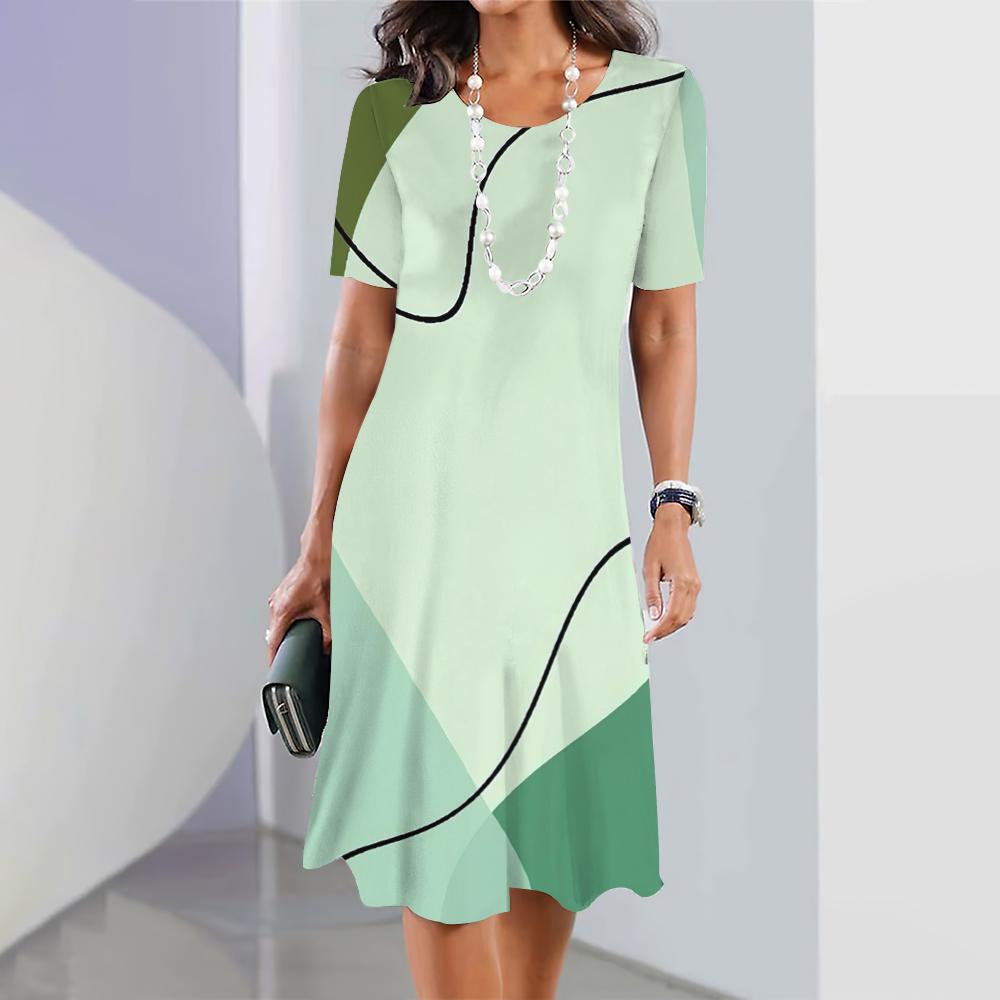 New Geometric Curve Graphic Printing Women's Dresses Elegant Dresses Summer Dresses Plus Size Women's Fashion Clothing