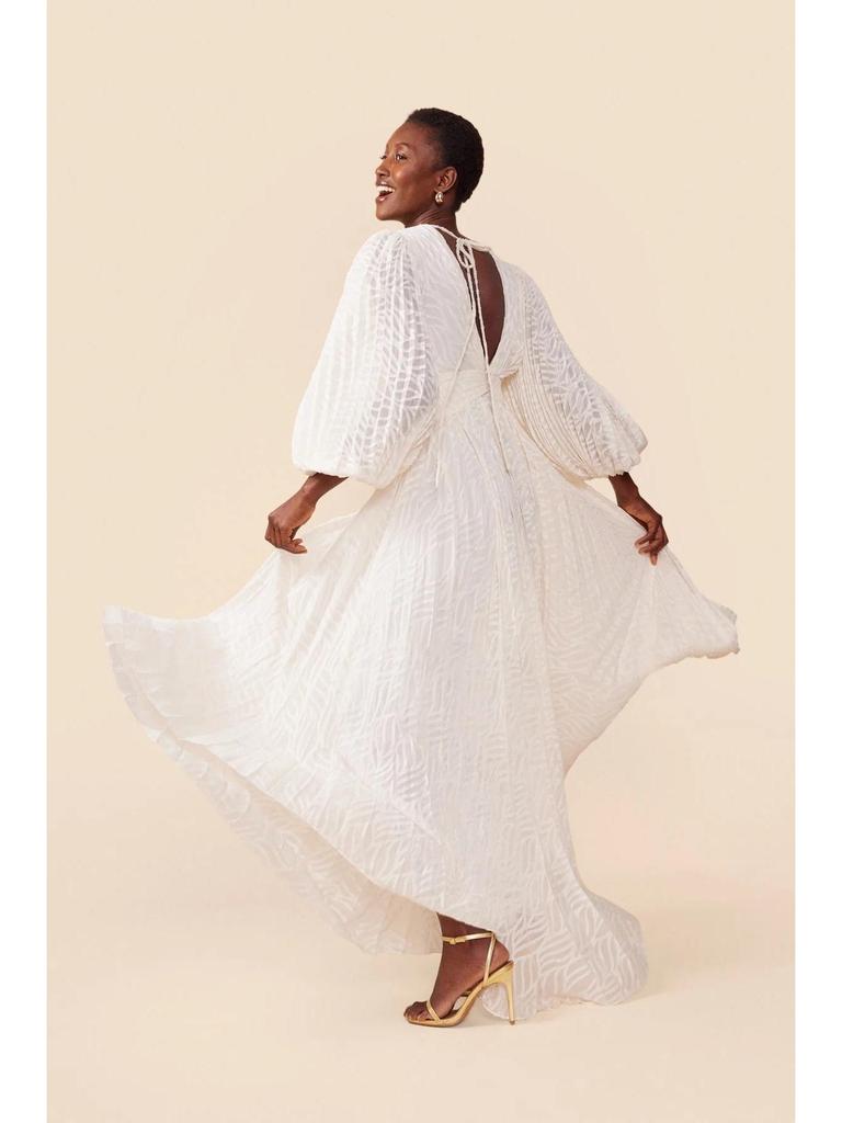 Robe de soirée jacquard plissée à manches lanterne à manches longues pour femme 8171