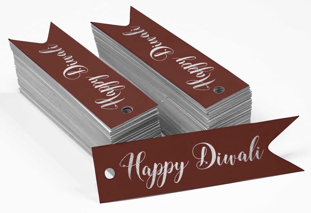 Inkdotpot Pack Of 100 Happy Diwali Favor Paper Tags Craft Real Gold Foil Hang
