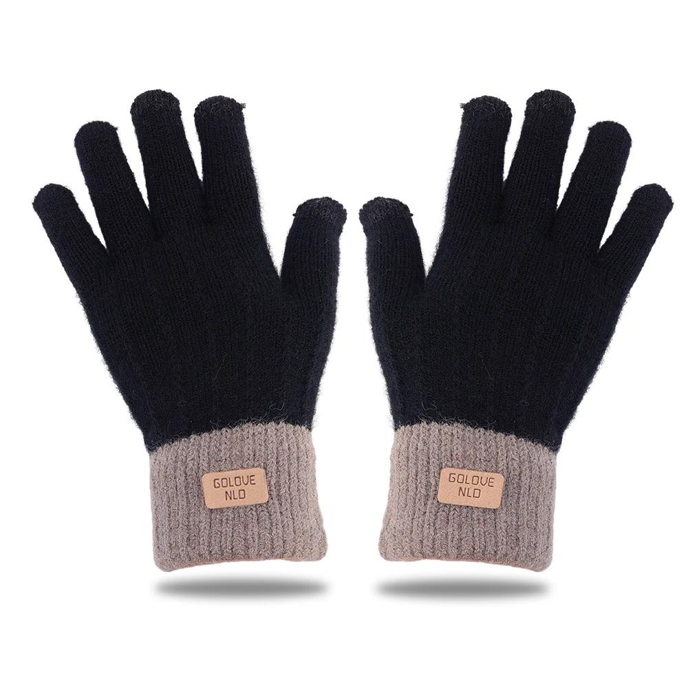 Warm Thick Plush Knitted Gloves Winter Touchscreen Plush Gloves Woman Thickening Fleece Thickened Cycling Driving Skiing Gloves