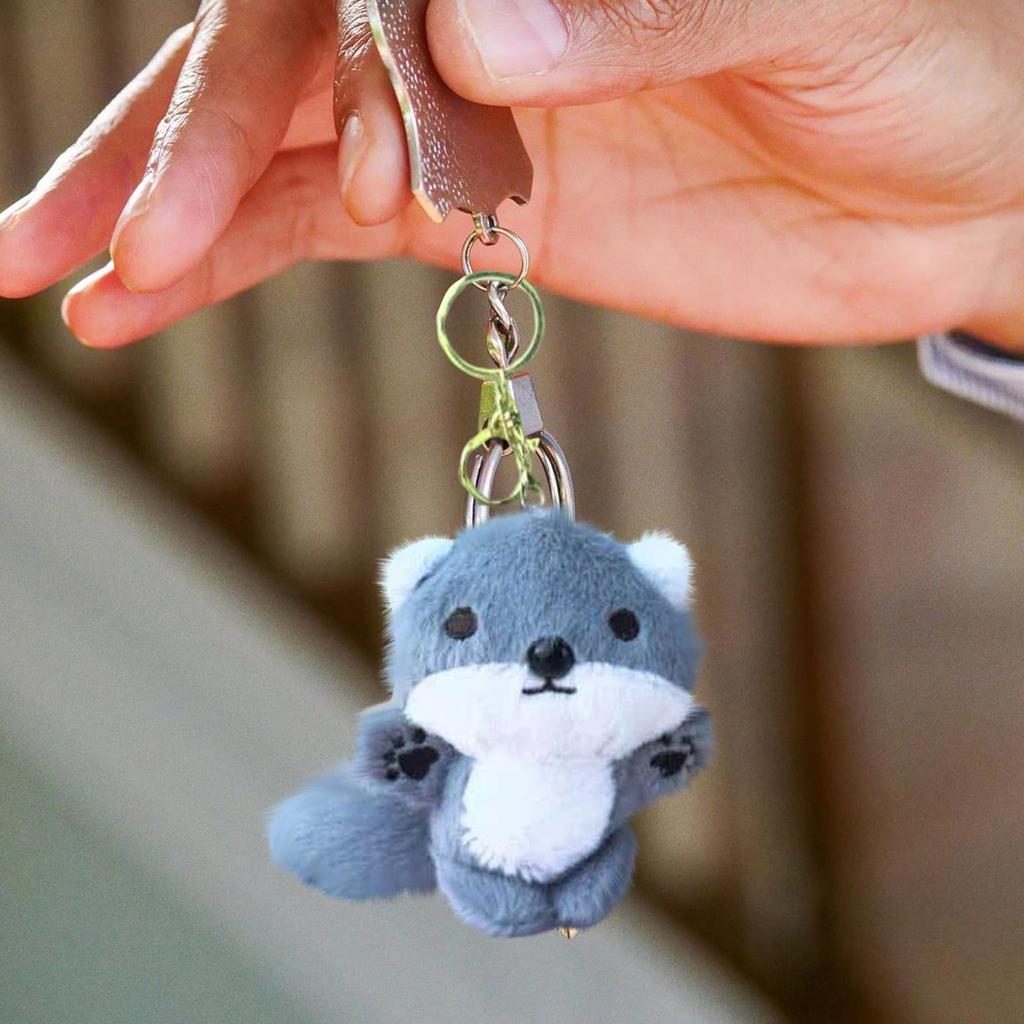 Plush Animal Keychain Soft Stuffed Toy Pendant Cute Small Doll Accessory for Bags and Keys with Durable Metal Ring and Clip Attachment