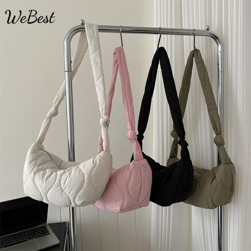 

New Autumn and Winter Embroidered Thread Bag Solid-color Handbag білий