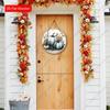 Blue White Pumpkin Round Wooden Hanging Sign, Autumn Door Wall Decor