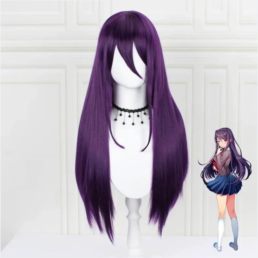 Anime Hra Doki Doki Literature Club Yuri Monika Natsuki Sayori DDLC Dlouhá rovná paruka Párty Syntetické Cosplay paruky pro ženy