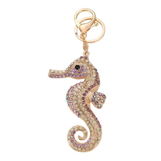 

Keychain Pendant Rhinestones Inlaid Seahorse Shape Key Chain with Lobster Clasp Bag Charm Backpack Accessory фіолетовий