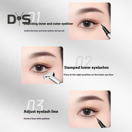 1 Set Lower Eyelash Stamp Eyeliner Kit Waterproof Smudge-Proof Sweat-proof Eyeliner Pen Long Lasting Bottom Lash Stamp Beginner Women Eyes Makeup