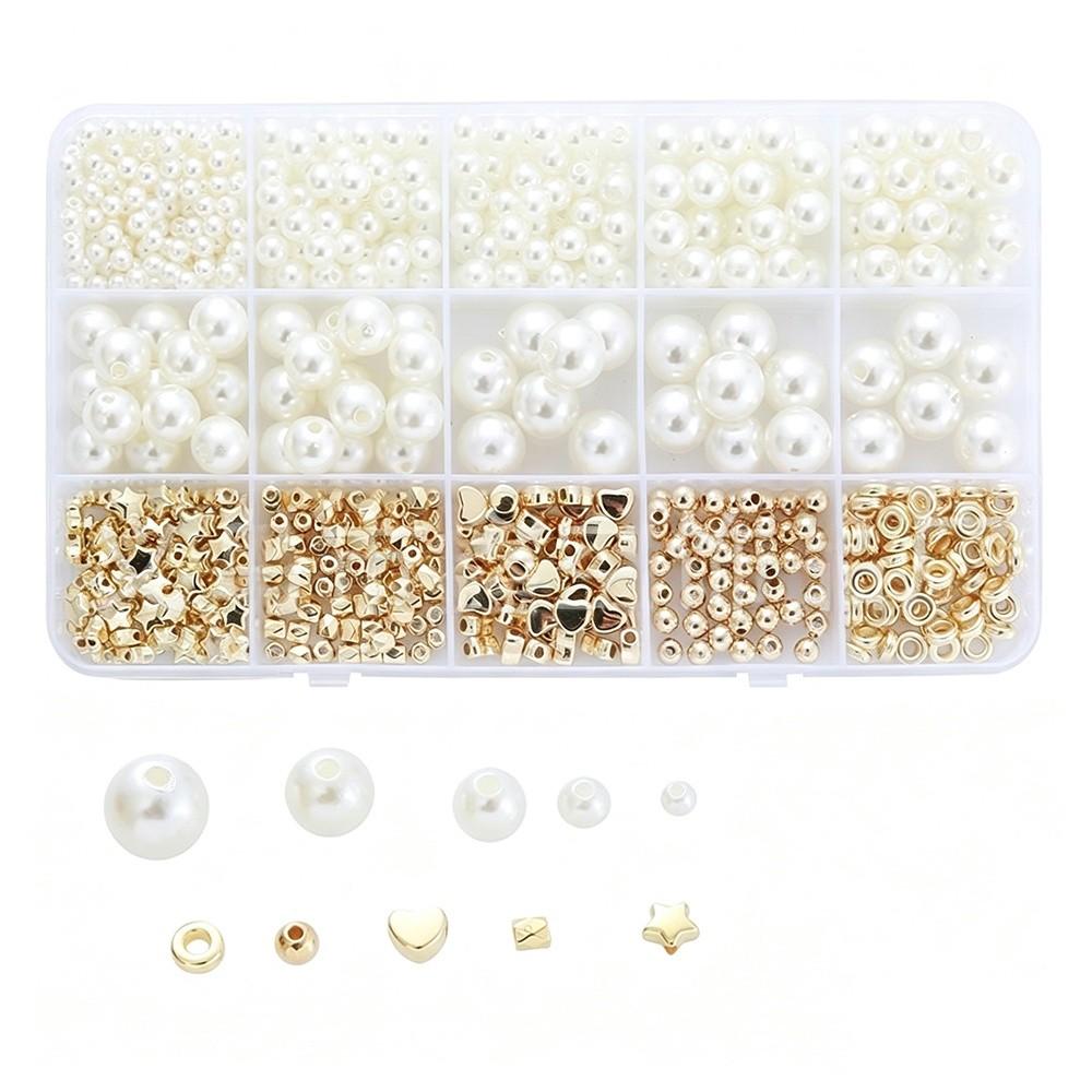 1890pcs 4/6/8/10/12mm Size DIY Bracelet Beads with Gold Beads Crafting Beads  for Necklaces