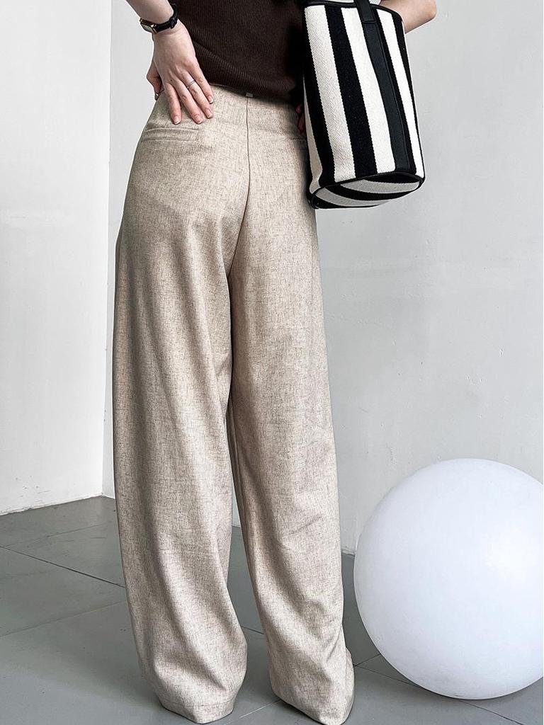 Luxi Minimalist Women's Wide-Leg Mopping Pants, Spring/Autumn 2025, Old Money Style, Loose Drape, Perfect for Commuting.