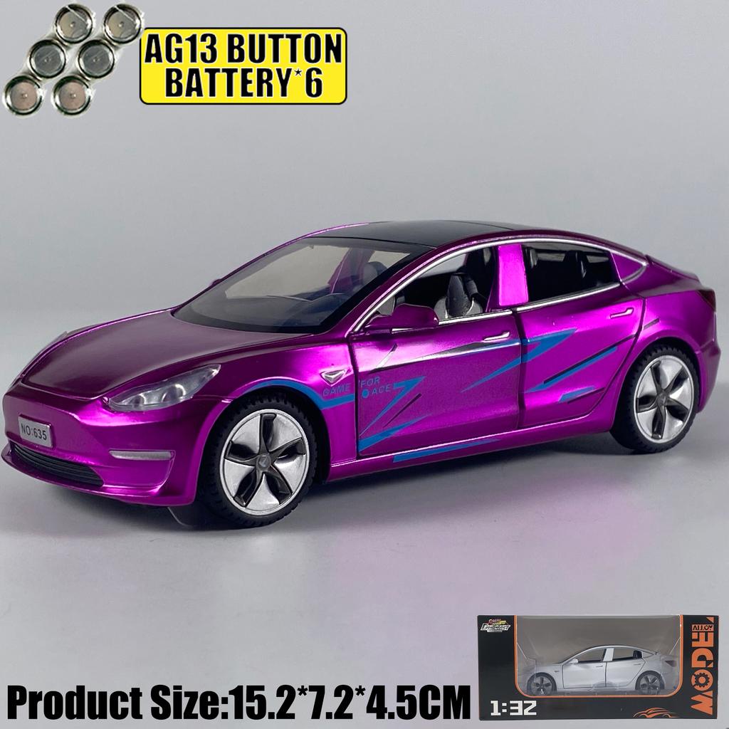 1:32 Model 3 Mid-size Luxury Sedan Alloy Metal Diecast Model Car Simulation Miniature Holiday Present & Home Trendy Ornament Toy