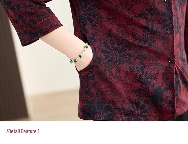 Women's Loose Floral Print Lapel Shirts for Spring and Autumn: Long-Sleeved, Plus Size, Suitable for Middle-Aged and Elderly