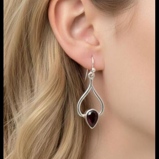 Solid 925 Sterling Silver Garnet Gemstone Women Dangle Drop Earrings Handmade  Earrings Silver Jewelry