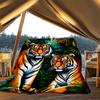 1pc Tiger Print Throw Blanket Polyester Fiber, Lightweight Flannel, Soft & Warm, All Season Use for Outdoor, Camping Digital Print