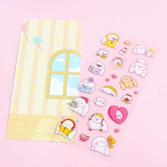 

Wild rabbits daily transparent stickers, a popular phrase in Korea