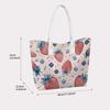 Cute Strawberry Print Tote Bag Portable Casual Shopping Shoulder Bag for Daily Use