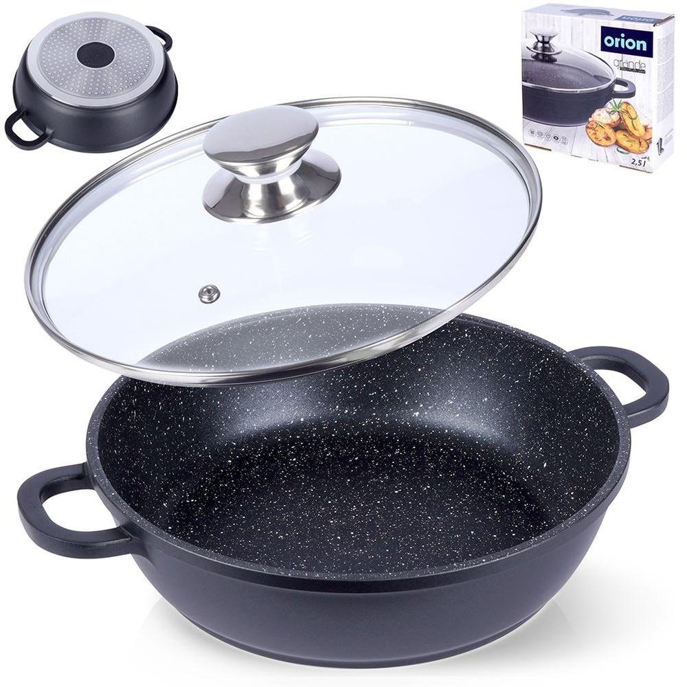 Orion GRANDE 24 cm Gusseisen-Pfanne mit Deckel und Granit-Antihaftbeschichtung (2,5 l)