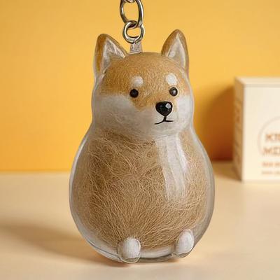 Cartoon Dog Shape Dog Hair Storage Box Waterproof Transparent Pet Fur Keepsake Capsule DIY Decor Portable Keychain Pendant Gifts
