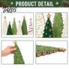 Eco Friendly Painted Wood Trees 6Pcs Wooden Christmas Tree Tabletop Decor Set, Rustic Star Topped Retro Seasonal Mantel Decorations Mini Figurines,
