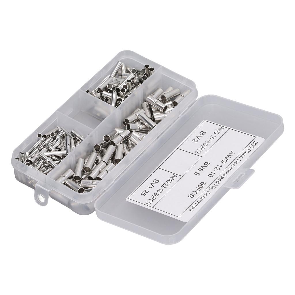 200Pcs Wire Ferrule Copper Male Female Crimp Terminal Connector for Machine Equipment