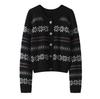 Cashmere Women's Retro Jacquard Loose Knit Cardigan - Old Money Style, Autumn Winter Fair Isle