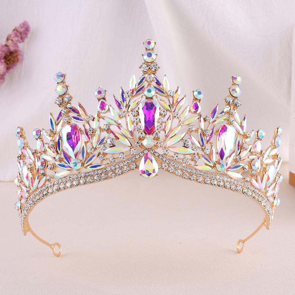 DIEZI Corona Tiara Barocca Vintage con Cristalli AB per Donne Ragazze Matrimonio Festa Elegante Lusso Corona di Strass Acconciatura Gioielli