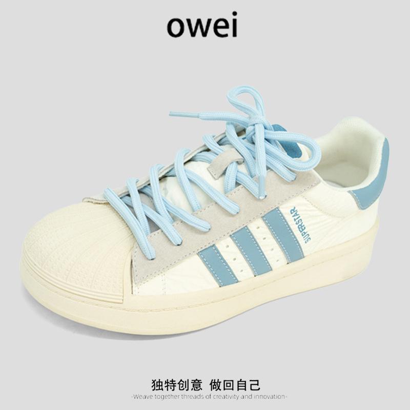 2025 new popular shell head summer simple breathable versatile sports thick-soled lace-up casual women's shoes