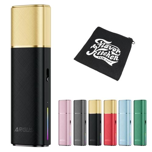 VOOPOO ARGUS Klyc (with Cap) | Includes FlavorKitchen Original Mini Pouch | VAPE E-Cigarette Starter Kit, 1350mAh, High Output, 30W (Black & Gold)