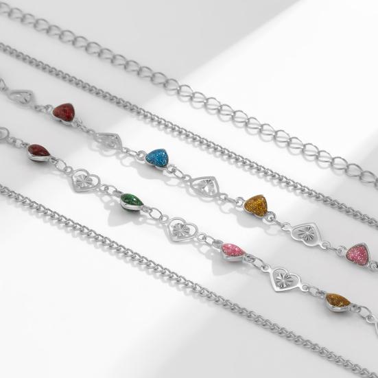Adjustable Extension Chain Body Chain Multicolor Heart Women Waist Chain for Daily Wear