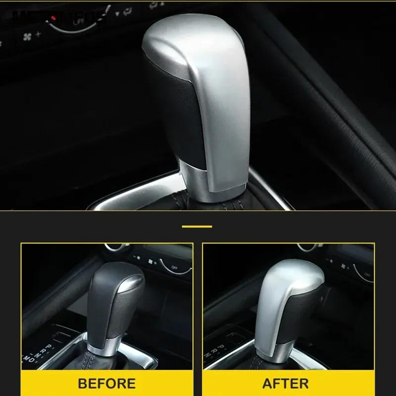 Gear Shift Knob Head Cover Trim For Mazda 2 -/Mazda 3 M3 Axela 2014-2018 Carbon Fiber Interior Accessories Car Styling