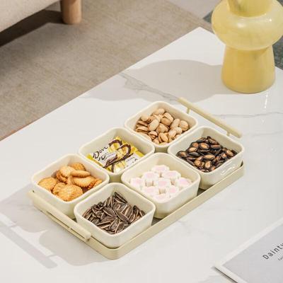 Plat à snacks divisé en céramique nordique Pabei avec support
