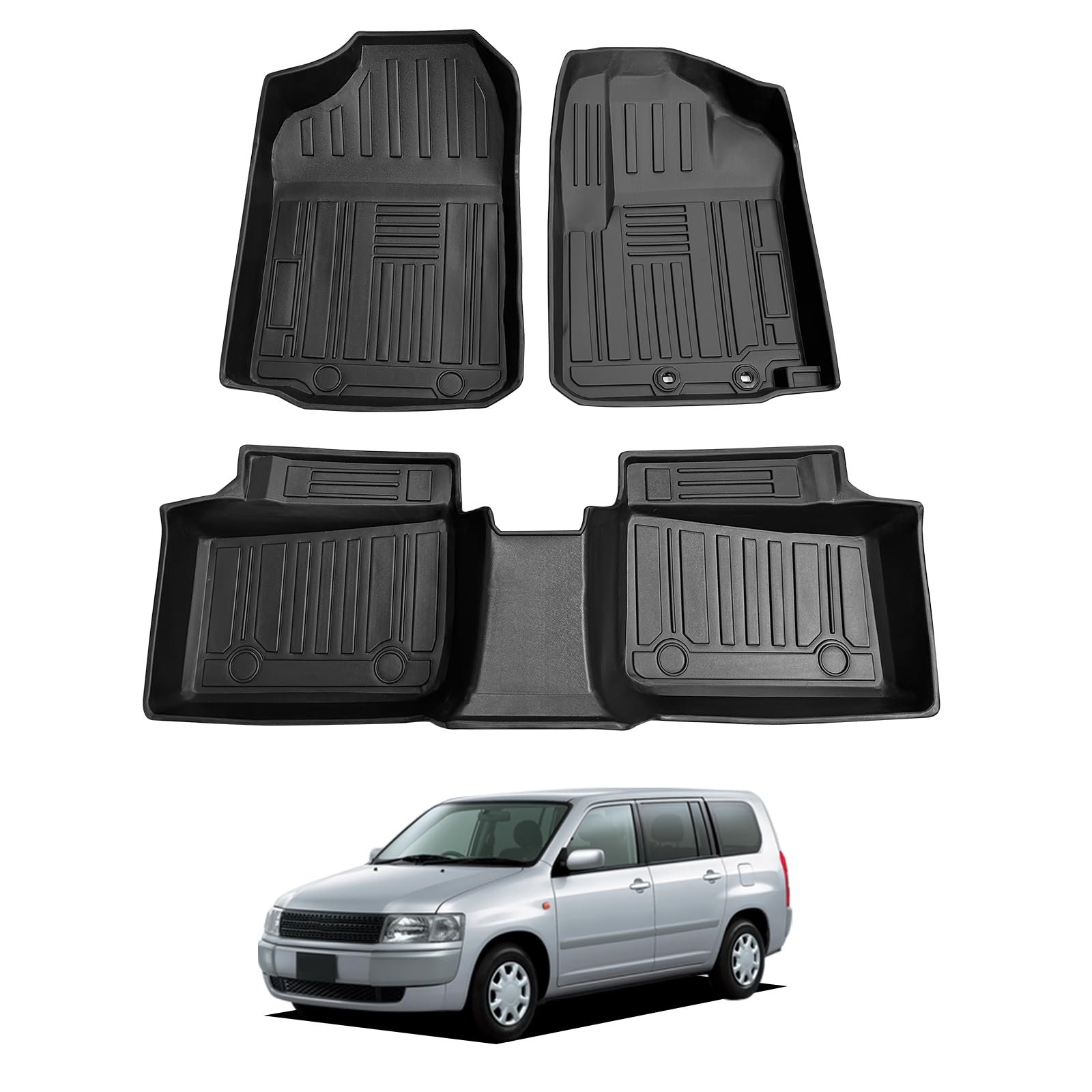 

BIGKON 1 + 2-й ряд коврики для пола подходят для Toyota Pro Box серии NCP160 (бензин NCP160 series 1+2nd row чёрный