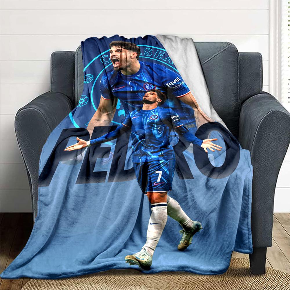 Chelsea Fc Football Player Blanket Comfortable Suitable for Seaside Bedding Chair All-Season Use Modern Style Gift for Travel Home Birthdays