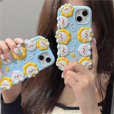 Japan Cute 3d Cartoon Funny Duck Phone Case For Iphone 13 12 11 Pro Xs Max X Xr 6 7 8 Plus Silicone Protective Soft Back Cover