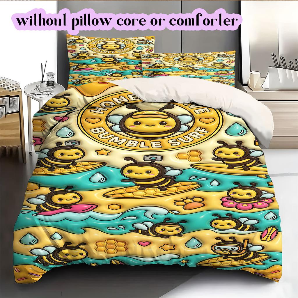 Cute animals surfing Pattern Bedding,Quilt Set Quilt Cover Pillowcase Home Birthday Gift (1*duvet cover+2*pillowcase,without core)