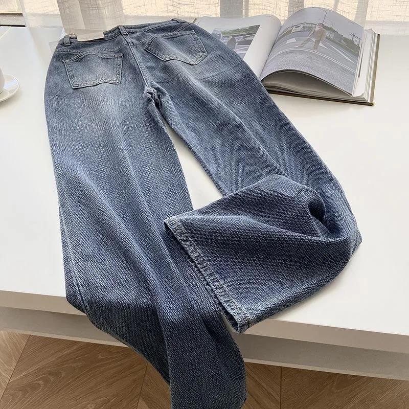 

Трендовые джинсы с высокой талией в стиле ретро с широкими штанинами для женщин на 2025 год S синий